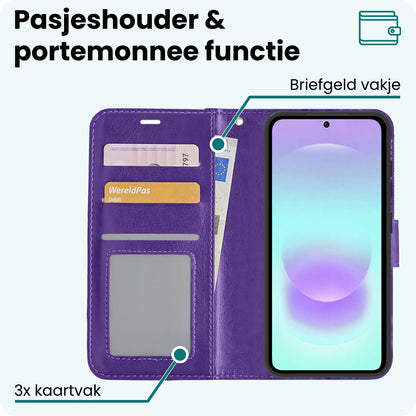 Forterra Samsung A37 Hoesje Bookcase Cover met Kaarthouder - Paars