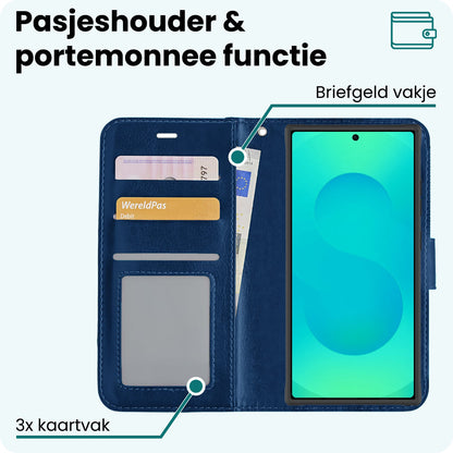 Forterra Samsung S25 Ultra Hoesje Bookcase Cover met Kaarthouder - Donkerblauw