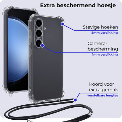 Forterra Samsung S23 FE Hoesje met Koord Backcover Shockproof - Transparant