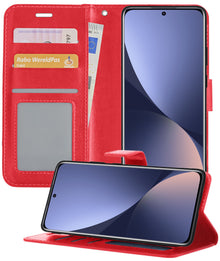 Forterra Xiaomi 12X Hoesje Bookcase Cover met Kaarthouder - Rood