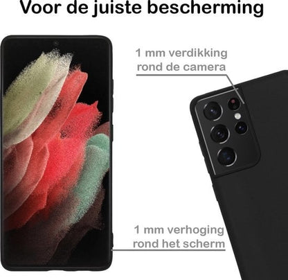 Forterra Samsung S21 Ultra Hoesje Siliconen Backcover Lichtgewicht - Zwart
