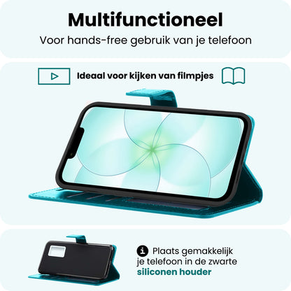 Forterra iPhone 17e Hoesje Bookcase Cover met Kaarthouder - Turquoise