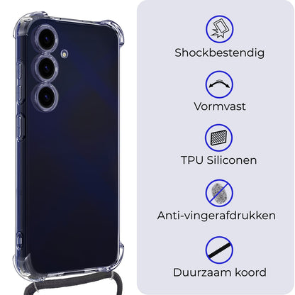 Forterra Samsung A15 Hoesje met Koord Backcover Shockproof - Transparant