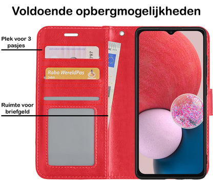 Forterra Samsung A13 4G Hoesje Bookcase Cover met Kaarthouder - Rood