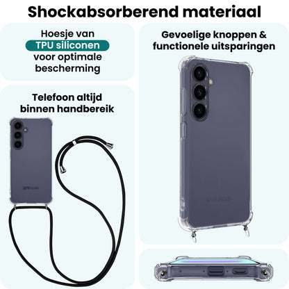 Forterra Samsung A37 Hoesje met Koord Backcover Shockproof - Transparant