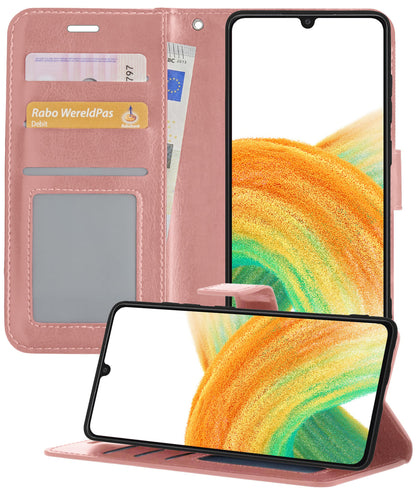 Forterra Samsung A33 Hoesje Bookcase Cover met Kaarthouder - Rosé goud