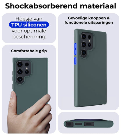 Forterra Samsung S24 Ultra Hoesje Siliconen Backcover Lichtgewicht - Donkergroen