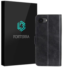 Forterra iPhone 17e Hoesje Bookcase Cover met Kaarthouder - Zwart