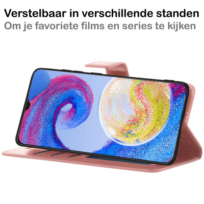 Forterra Samsung A04s Hoesje Bookcase Cover met Kaarthouder - Rosé goud