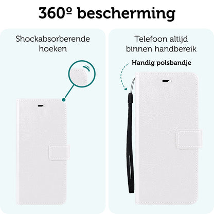 Forterra iPhone 16 Pro Max Hoesje Bookcase Cover met Kaarthouder - Wit