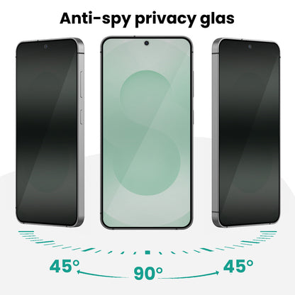 Forterra Privacy Screenprotector Geschikt voor Samsung Galaxy S25 - Met Installatie Kit - Privacy - Beschermglas - Flexibel Glas - Tempered Glass - Screen Protector