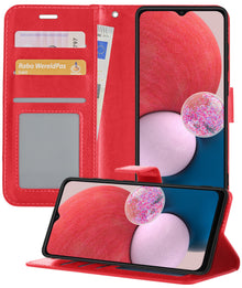 Forterra Samsung A13 5G Hoesje Bookcase Cover met Kaarthouder - Rood