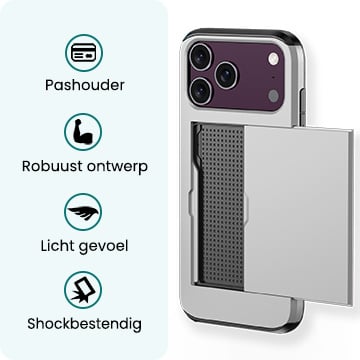 Forterra iPhone 18 Pro Hoesje Kaarthouder Hard Case Shockproof - Grijs