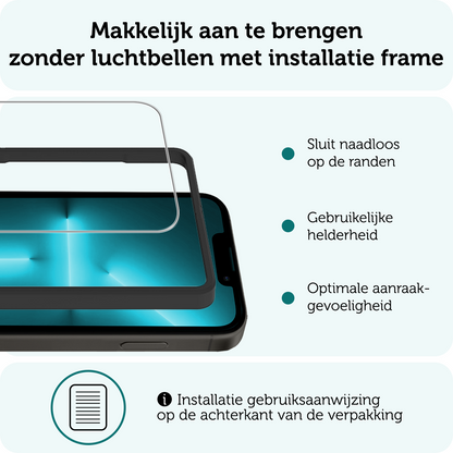 Forterra iPhone 13 Mini Screenprotector Gehard Glas met Installatieframe