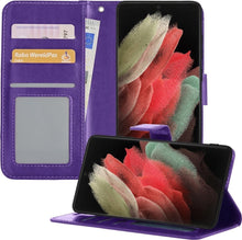 Forterra Samsung S21 Ultra Hoesje Bookcase Cover met Kaarthouder - Paars