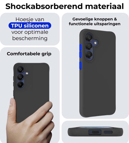 Forterra Samsung A15 Hoesje Siliconen Backcover Lichtgewicht - Zwart