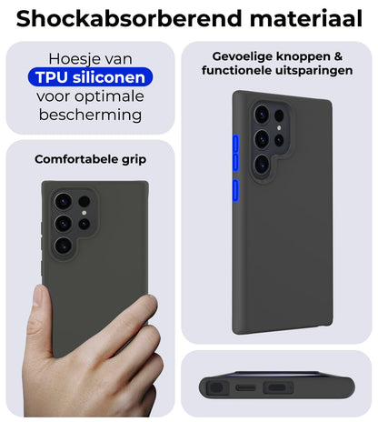 Forterra Samsung S24 Ultra Hoesje Siliconen Backcover Lichtgewicht - Zwart