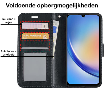 Forterra Samsung A34 Hoesje Bookcase Cover met Kaarthouder - Zwart