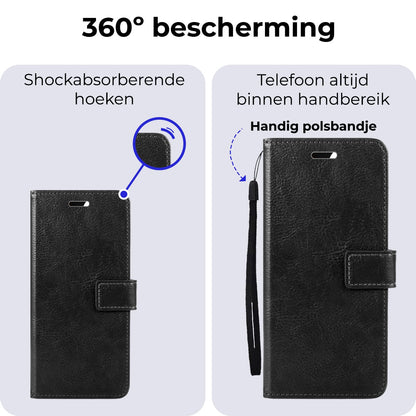 Forterra Samsung A55 Hoesje Bookcase Cover met Kaarthouder - Zwart