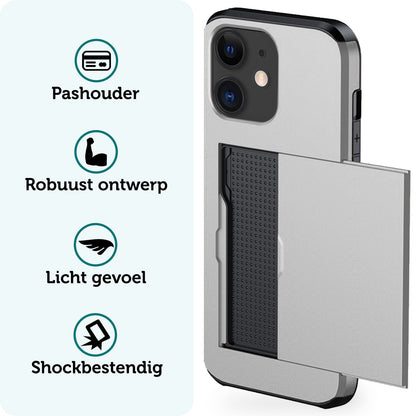 Forterra iPhone 11 Hoesje Kaarthouder Hard Case Shockproof - Grijs