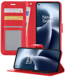 Forterra OnePlus Nord 2T Hoesje Bookcase Cover met Kaarthouder - Rood