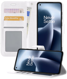 Forterra OnePlus Nord 2T Hoesje Bookcase Cover met Kaarthouder - Wit