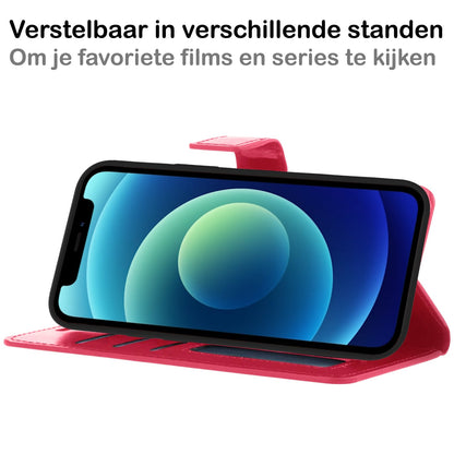 Forterra iPhone 12 Pro Max Hoesje Bookcase Cover Uitneembaar - Donkerroze