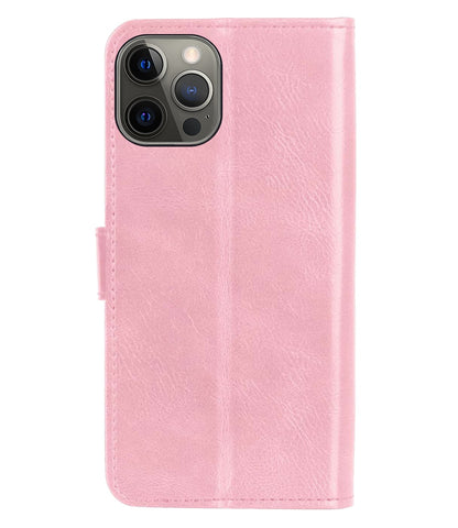 Forterra iPhone 14 Pro Max Hoesje Bookcase Cover met Kaarthouder - Lichtroze