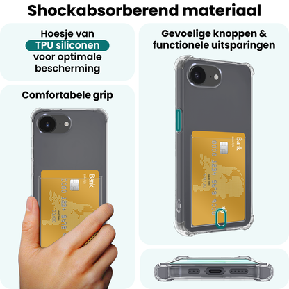 Forterra iPhone 17e Hoesje Kaarthouder Backcover Shockproof - Transparant