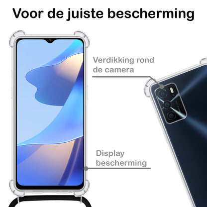 Forterra OPPO A16 Hoesje met Koord Backcover Shockproof - Transparant