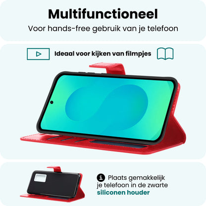 Forterra Samsung S25 Plus Hoesje Bookcase Cover met Kaarthouder - Rood