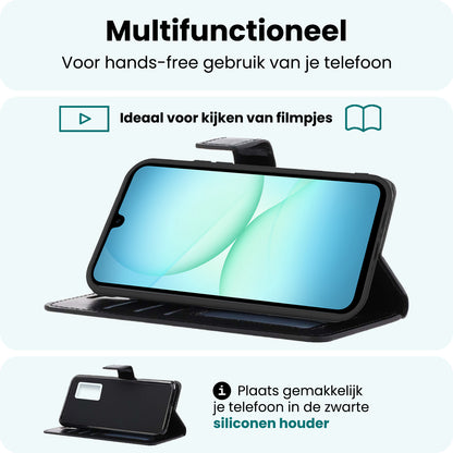 Forterra Samsung A17 Hoesje Bookcase Cover met Kaarthouder - Zwart
