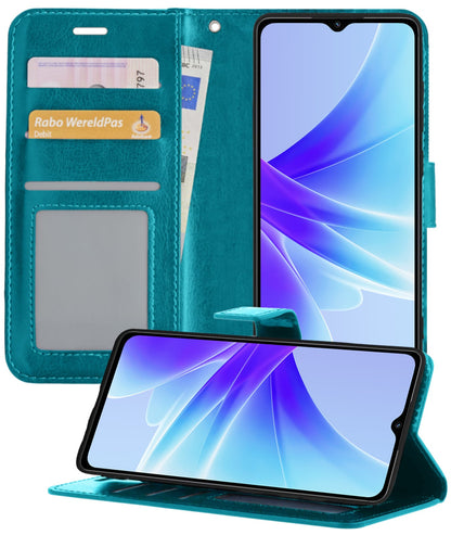 Forterra OPPO A57 Hoesje Bookcase Cover met Kaarthouder - Turquoise