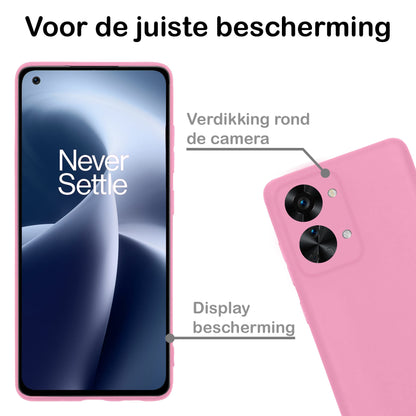 Forterra OnePlus Nord 2T Hoesje Siliconen Backcover Lichtgewicht - Lichtroze