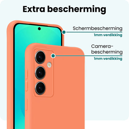 Forterra Samsung S25 Hoesje Siliconen Backcover Lichtgewicht - Perzik