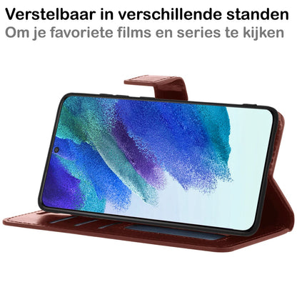 Forterra Samsung S21 FE Hoesje Bookcase Cover met Kaarthouder - Bruin