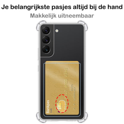 Forterra Samsung S22 Hoesje Kaarthouder Backcover Shockproof - Transparant