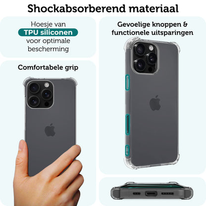 Forterra iPhone 16 Pro Hoesje Shockproof Backcover Siliconen - Transparant