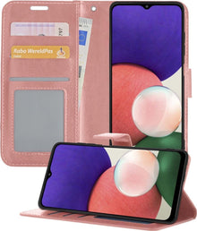 Forterra Samsung A22 5G Hoesje Bookcase Cover met Kaarthouder - Rosé goud