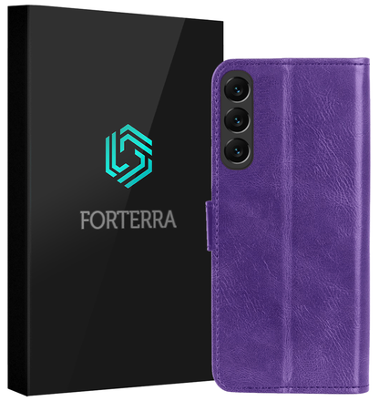 Forterra Samsung S24 FE Hoesje Bookcase Cover met Kaarthouder - Paars