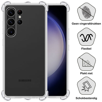 Forterra Samsung S23 Ultra Hoesje Shockproof Backcover Siliconen - Transparant