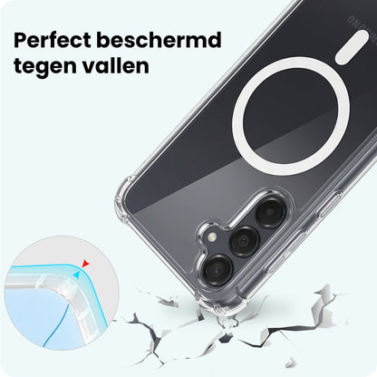 Forterra Samsung A55 Hoesje Geschikt voor Magsafe Backcover Shockproof - Transparant