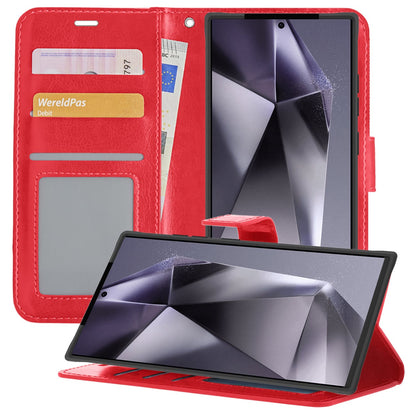 Forterra Samsung S24 Ultra Hoesje Bookcase Cover met Kaarthouder - Rood