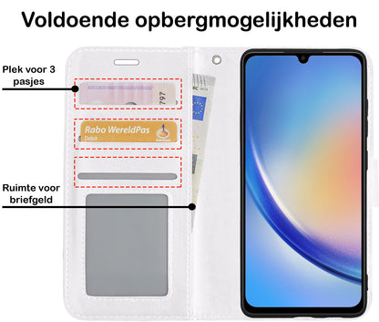 Forterra Samsung A34 Hoesje Bookcase Cover met Kaarthouder - Wit