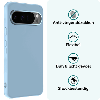 Forterra Google Pixel 9 Pro Hoesje Siliconen Backcover Lichtgewicht - Lichtblauw