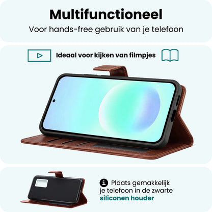 Forterra Samsung A57 Hoesje Bookcase Cover met Kaarthouder - Bruin
