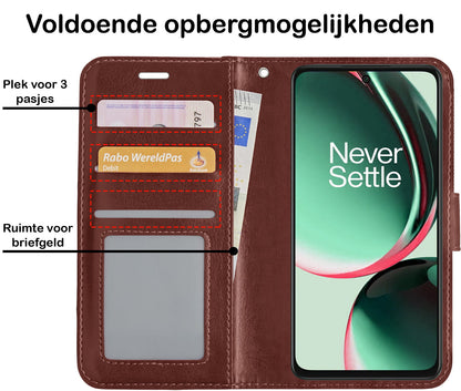 Forterra OnePlus Nord CE 3 Lite Hoesje Bookcase Cover met Kaarthouder - Bruin