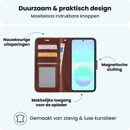 Forterra Samsung A57 Hoesje Bookcase Cover met Kaarthouder - Bruin