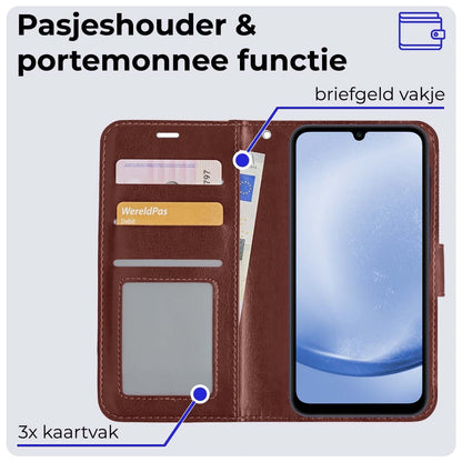 Forterra Samsung A25 Hoesje Bookcase Cover met Kaarthouder - Bruin