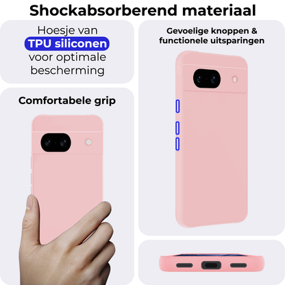Forterra Google Pixel 8a Hoesje Siliconen Backcover Lichtgewicht - Lichtroze